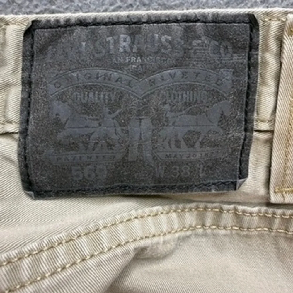 Levis 569‎ Denim Shorts Loose Straight Fit Size 38 Tan Khaki Cotton Twill Baggy